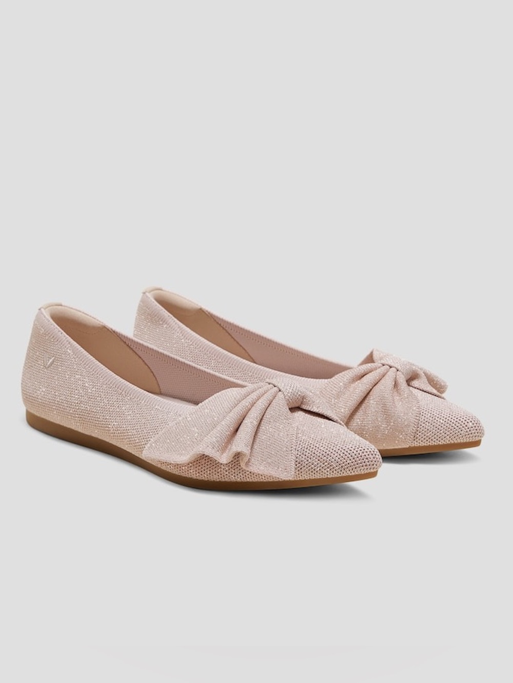Vivaia Azura Pointed Toe Bow Flats Elegant Bow Style Rose Gold Size 39/8 - Picture 2 of 16